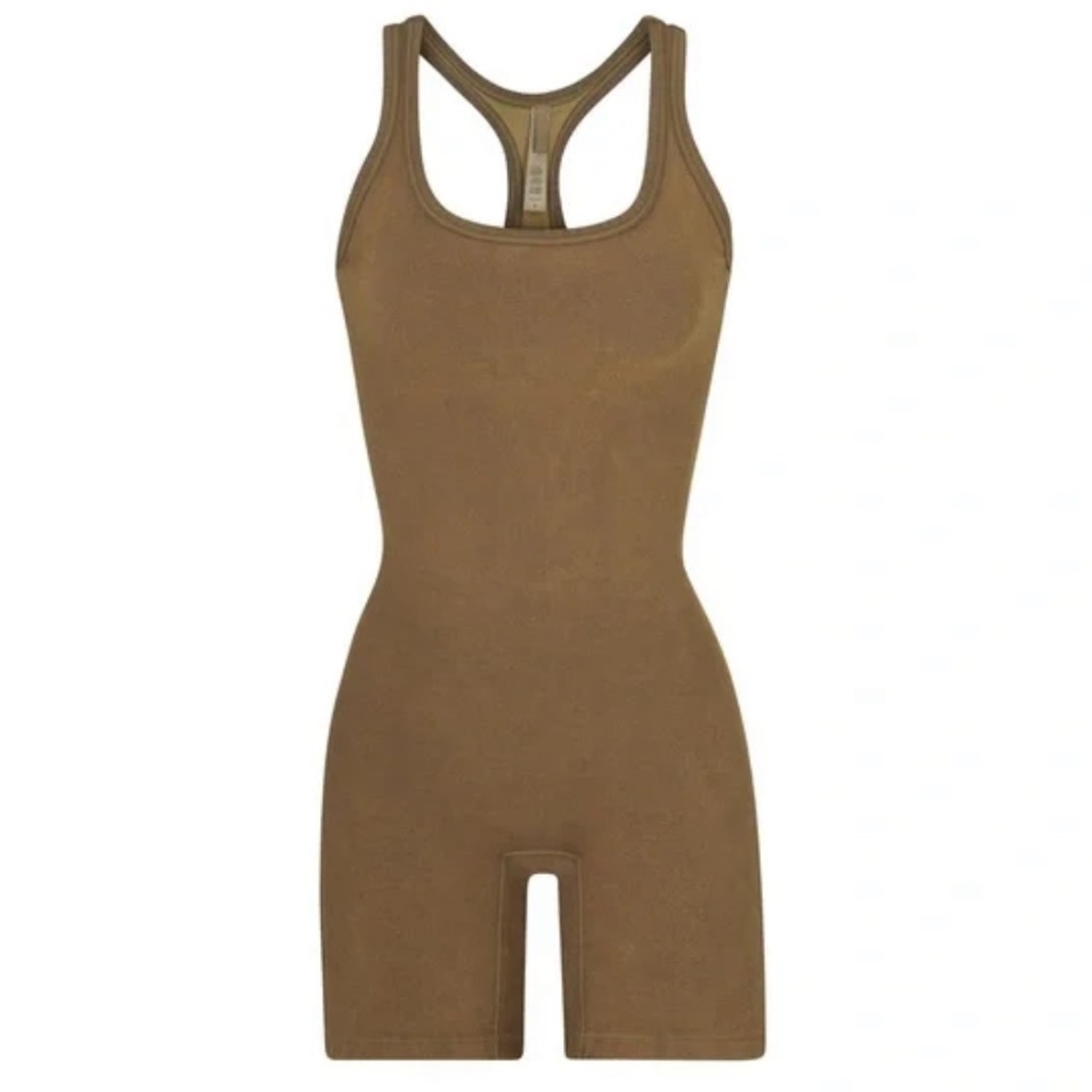 NWT Skims Outdoor Basics Mid Thigh Bodysuit Romper in Sepia Size 2XL